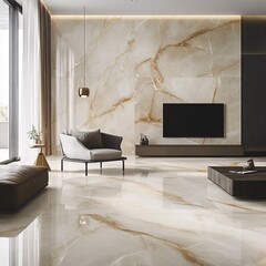 Beige Marble with Warm Golden Veins and a Smooth Finish
