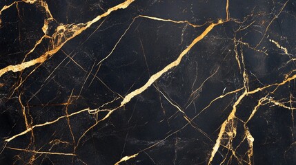 Black Marble with Bold Gold Veining and a Polished Finish