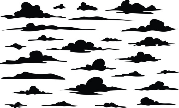 silhouettes of clouds vector for architecture render background set 2