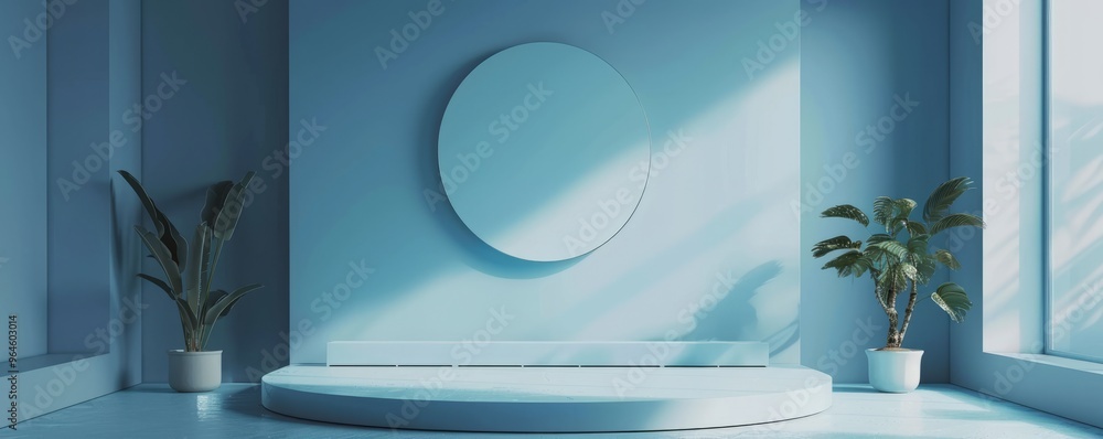 Poster podium mockup with a customizable front screen.