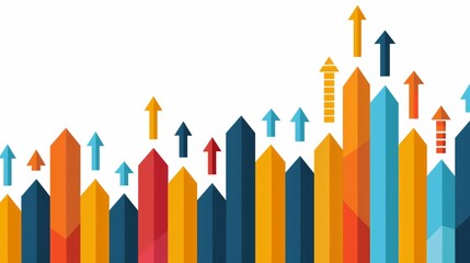 Colorful Business Growth Chart with Arrows on White Background - Modern Data Visualization for Financial and Business Analysis