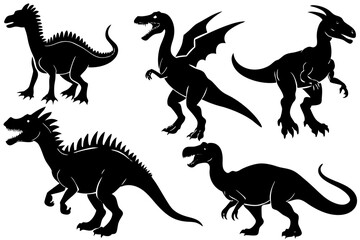 set of dinosaur silhouettes vector