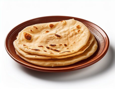 Paratha on plate isolated on white background