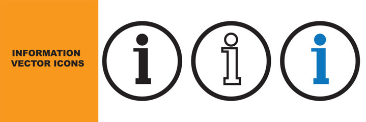 Information vector icons isolated on white background. Black and blue information icon. Information, info simple vector icon.