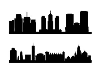 skyline silhouette, logo,icon ,silhouettes-of-modern-city-skylines-in-black