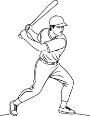 Baseball Player line art vector illustration