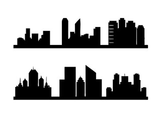 skyline silhouette, logo,icon ,silhouettes-of-modern-city-skylines-in-black