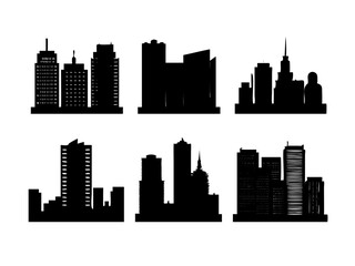 skyline silhouette, logo,icon ,silhouettes-of-modern-city-skylines-in-black