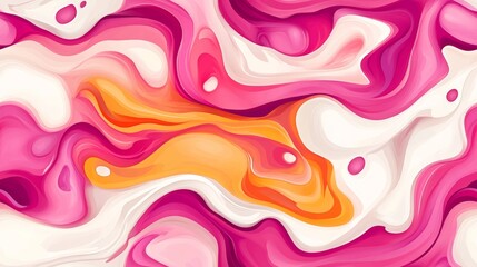 Abstract Seamless Background with Vibrant Pink, Orange, and White Fluid Patterns for Modern Design Projects