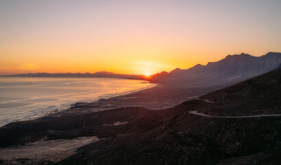 Sunrise from Fuerteventura in Cofete beach