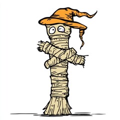 Fototapeta premium Cartoon Tree with Witch Hat