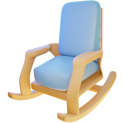 3D Render of a Rocking Chair, Great for Relaxation, Living Room, or Porch Designs. Clipart for Furniture, Interior Decor, and Classic Seating.