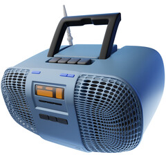 3D Render of a Radio with Cassette Player, Perfect for Retro, Music, or Tech-Themed Projects. Clipart for Vintage Electronics and Audio Equipment.