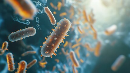 Fototapeta premium Surface with bacteria and clear area for information