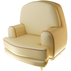 3D Armchair Sofa, Perfect for Living Room or Lounge Area Designs. Clipart for Furniture