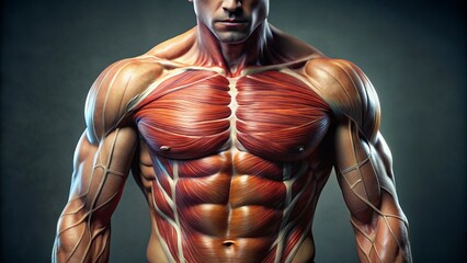 Fototapeta premium anatomical study pectoralis major muscle male figure detailed