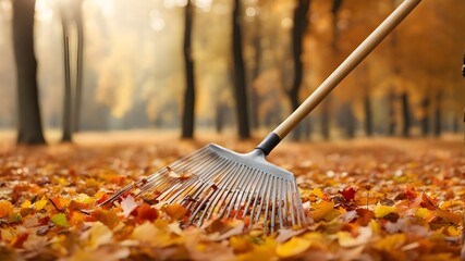 rake with autumn