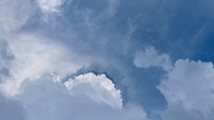 Summer blue sky cloud gradient light white background. Beauty clear cloudy in sunshine calm bright winter air bacground. Gloomy vivid cyan landscape in environment day horizon skyline view spring wind