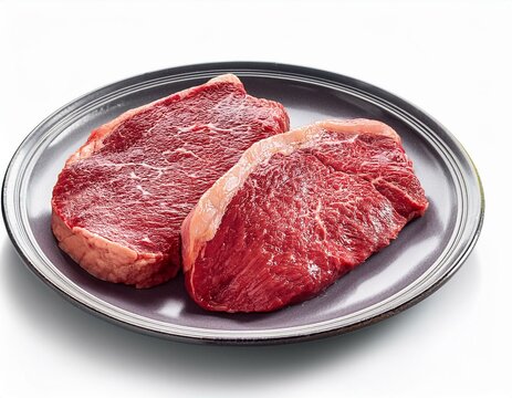 Fresh beef food. Churrasco on plate isolated white background