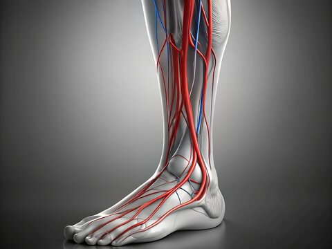 Anatomy of lower leg arteries cross section illustration gray scale
