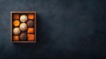 Traditional Diwali sweets in a decorative box, ready for gifting, 3D illustration