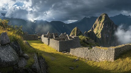 The ruins of Machu Picchu surrounded by dramatic Andean peaks and lush cloud forest.
