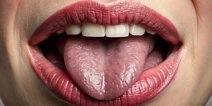 anatomy of tongue underside with subtle texture and muted colors for realistic style