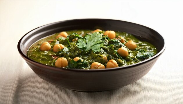 chana saag indian curry food, AI generated