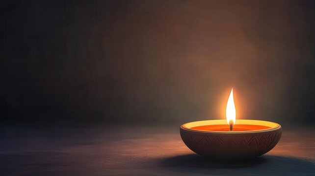 Diwali diya closeup, intricate oil lamp glowing, 3D illustration