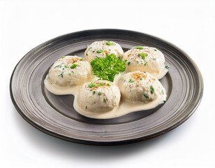 Malai kofta on plate isolated on a white background