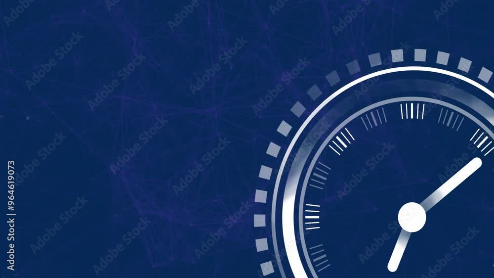 Poster animation of clock moving and shapes on blue background