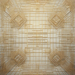 Obraz premium Futuristic 3D Design, Grid Grunge, Surrealism, Multilayered Abstract Background - Generative AI