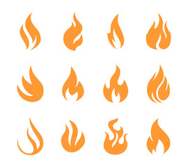 Set of Fire Flame logo vector. Burn hot heat abstract icon