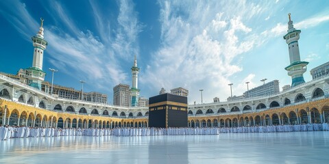 The Grand Mosque in Mecca with Pilgrims Circling the Kaaba During Hajj  © Jardel Bassi