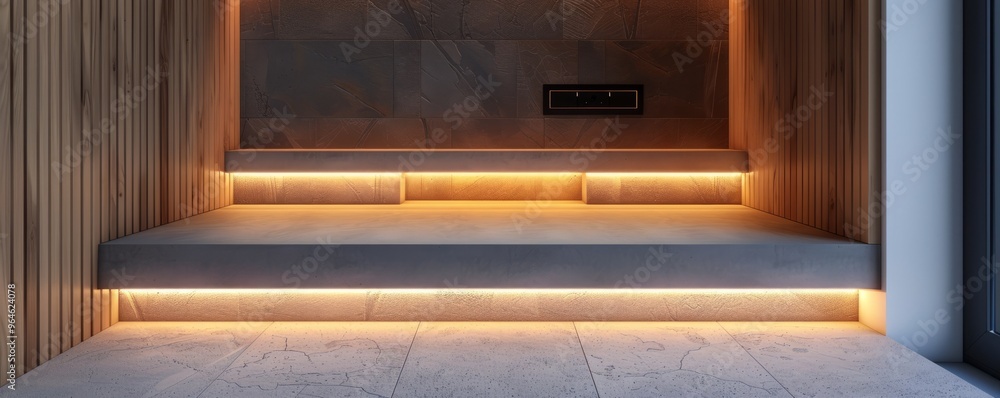 Poster mockup of a podium with a built-in power strip.