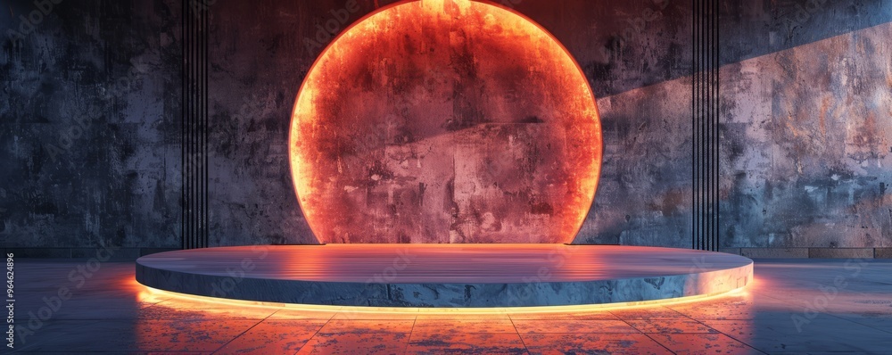 Aufkleber mockup of a podium with a built-in lighting feature.