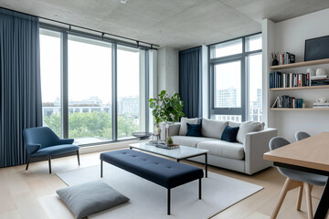 Modern Living Room with Minimalist Design and Cozy Seating