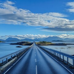 The view from one of the bridges on the Atlantic Ocean Road, looking out over the vast expanse of the Atlantic Ocean.
