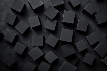 Abstract Black Cubes on Dark Background
