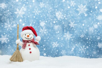 Fototapeta premium Cute Snowman For Christmas Card or Bag design