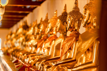 Background of the religious tourist attraction Wat Phra Sri Rattana Mahathat Worahawihan There is a pair of Buddha statues in Phitsanulok. Tourists often come to pay respect.