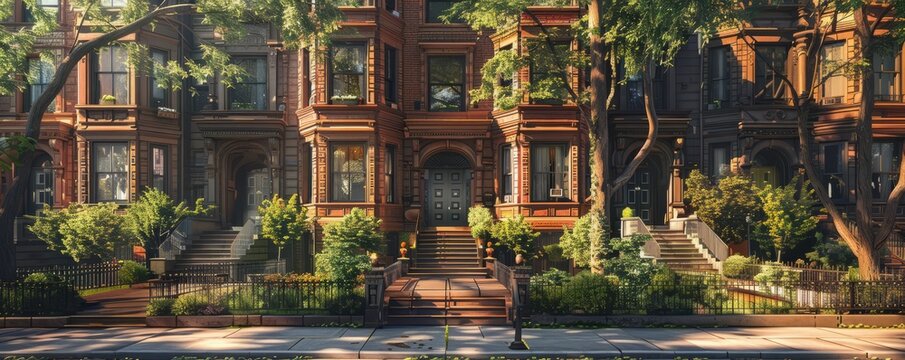 Historic brownstone with detailed masonry.