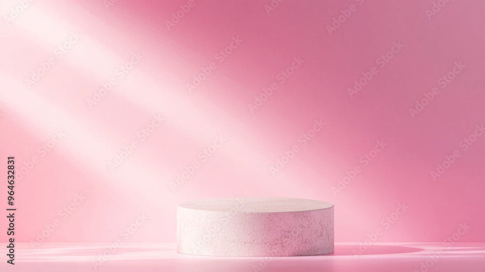 Aufkleber Minimalist Concrete Podium on Gradient Pink Background with Soft Lighting and Monochromatic Pastel Palette