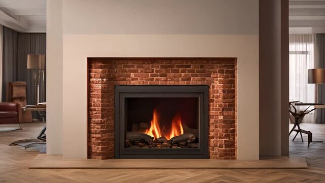 fireplace with red brick