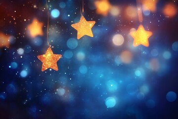 Colorful of confetti on blue background. Brilliant colored sequins. Holiday greeting card. Happy holidays postcard, design
