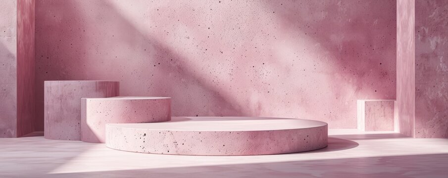 Create a podium mockup with a unique, angular design.