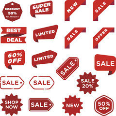 Sale Tag and Banner Icon Set. Special Offer, Big Sale, Discount, Mega Sale and Online Shopping Banner Template Vector Design