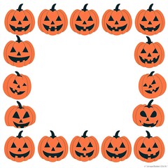 Nine Jack-o'-Lantern Faces with Smiling Expressions