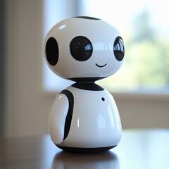 Friendly cute AI robot helper servant in home. Generative AI