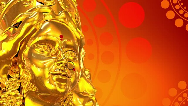 Durga puja festival background design with goddess durga 3D face illustration